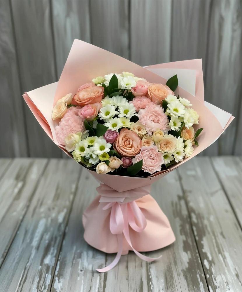 Букет цветов из: Гвоздики, Розы и Хризантемы в Подстепки