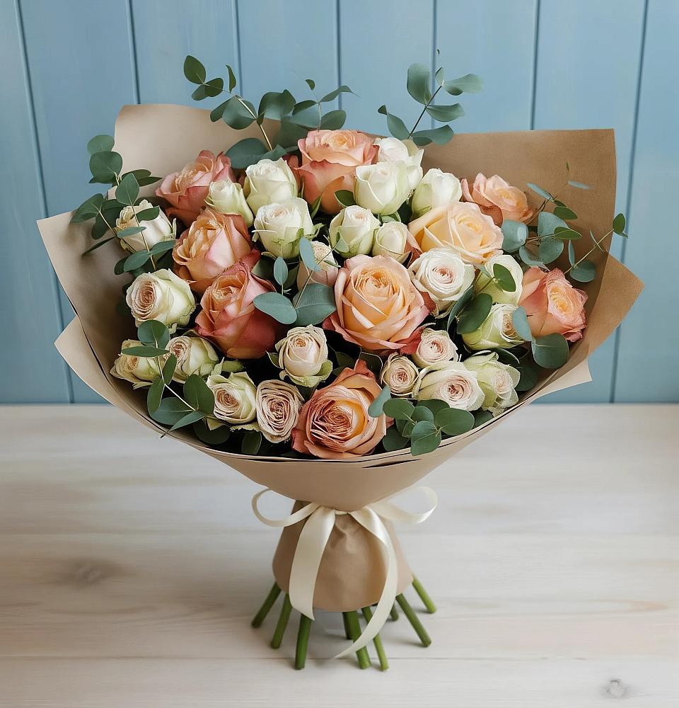 Букет цветов из: Альстромерии и Розы в Подстепки