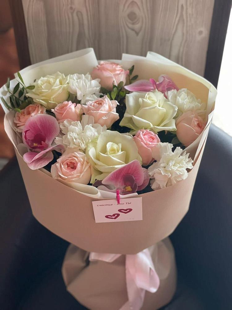 Букет цветов из: Орхидеи, Розы и Гвоздики в Подстепки