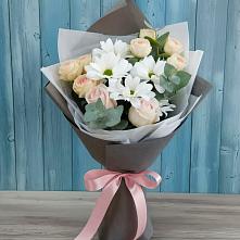 Букет цветов из:  Хризантемы и Розы #REPLACE_PRED# Подстепки