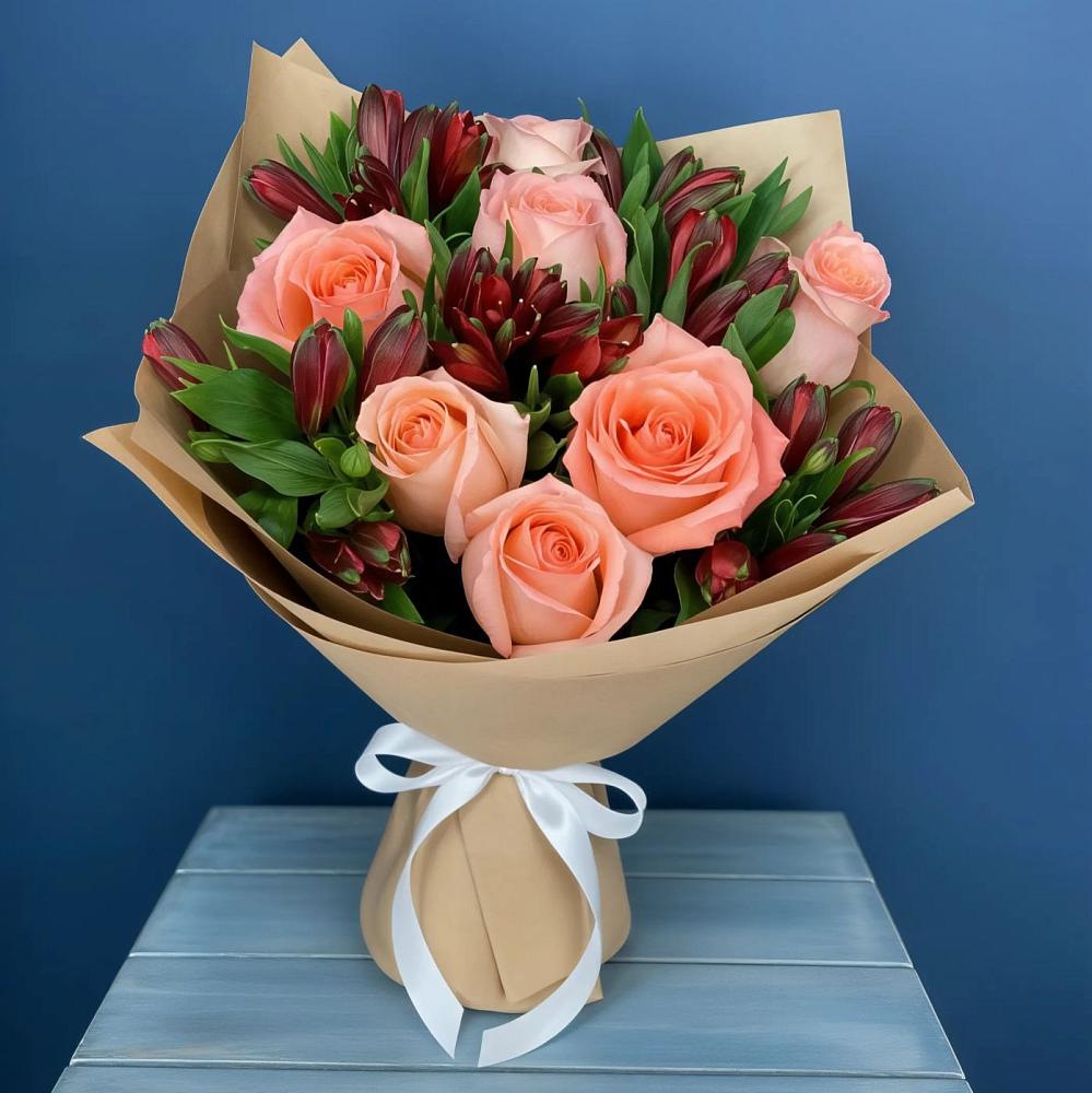 Букет цветов из: Розы и Альстромерии в Подстепки