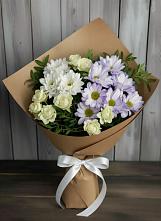 Букет цветов из:  Хризантемы и Розы в Подстепки