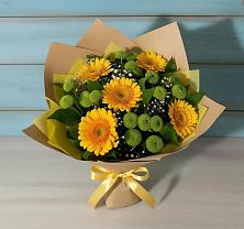 Букет цветов из:  Герберы и Хризантемы в Подстепки