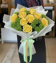 Букет цветов из:  Хризантемы и Розы в Подстепки