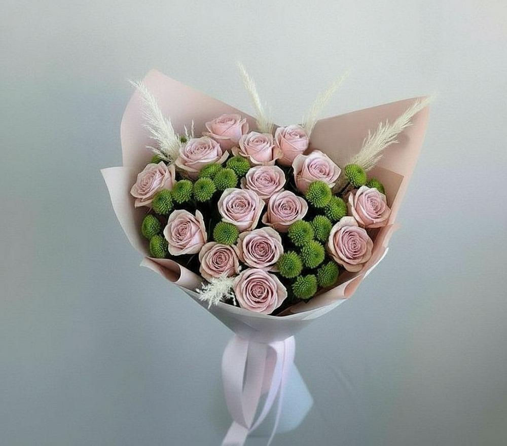 Букет цветов из: Розы и Хризантемы в Подстепки