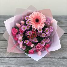 Букет цветов из:  Розы, Герберы и Хризантемы в Подстепки