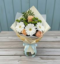 Букет цветов из:  Герберы, Розы и Хризантемы в Подстепки