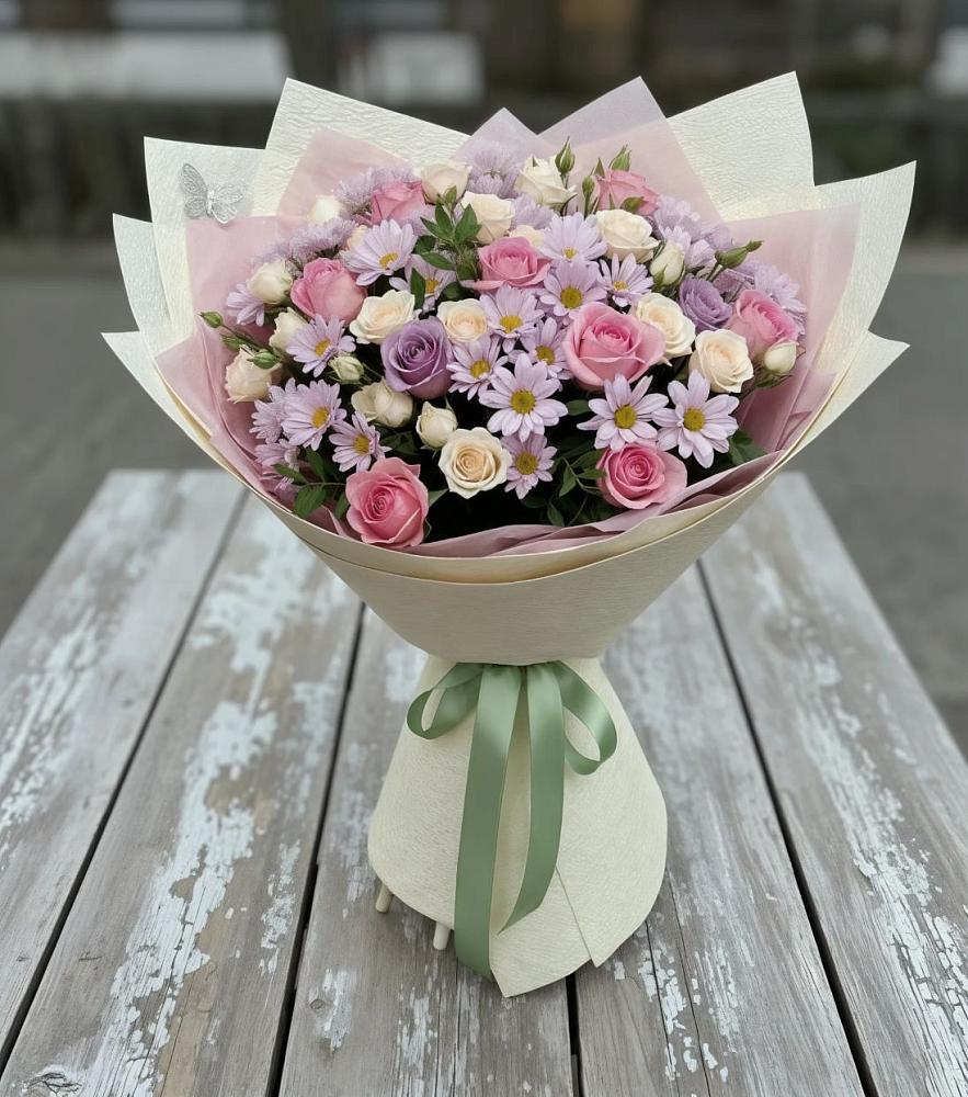 Букет цветов из: Розы и Хризантемы в Подстепки